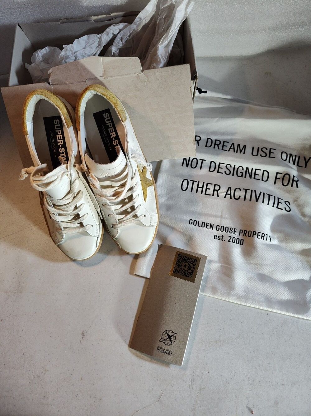 Golden Goose Superstar Tennis Shoes Size 38, White/Gold Star, Made in Italy 1096